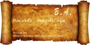 Baczkó Ambrózia névjegykártya